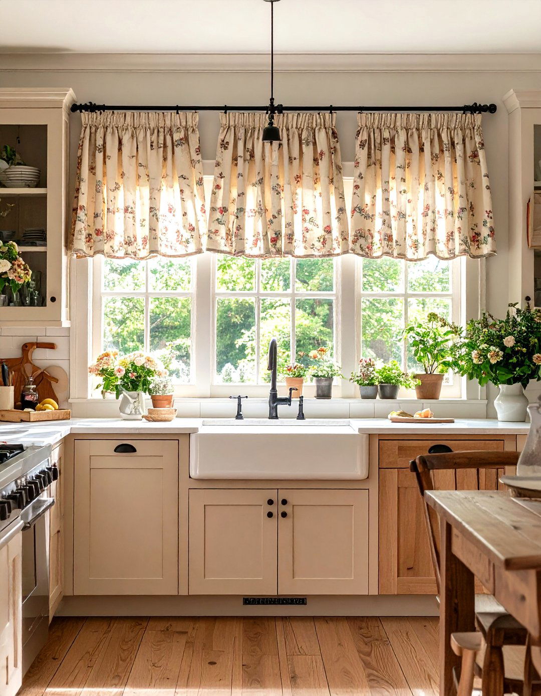 Cottage Kitchen Cafe Curtains for Soft Privacy - 20 Cottage Kitchen Ideas