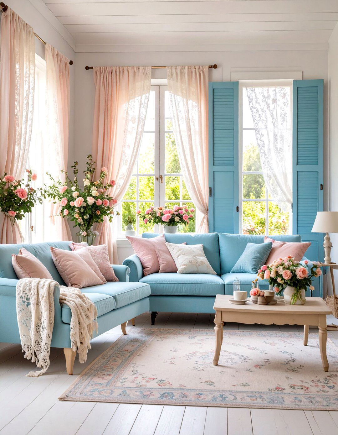 Cottage Lace Curtains and Natural Window Treatments - 20 Cottage Decorating Ideas