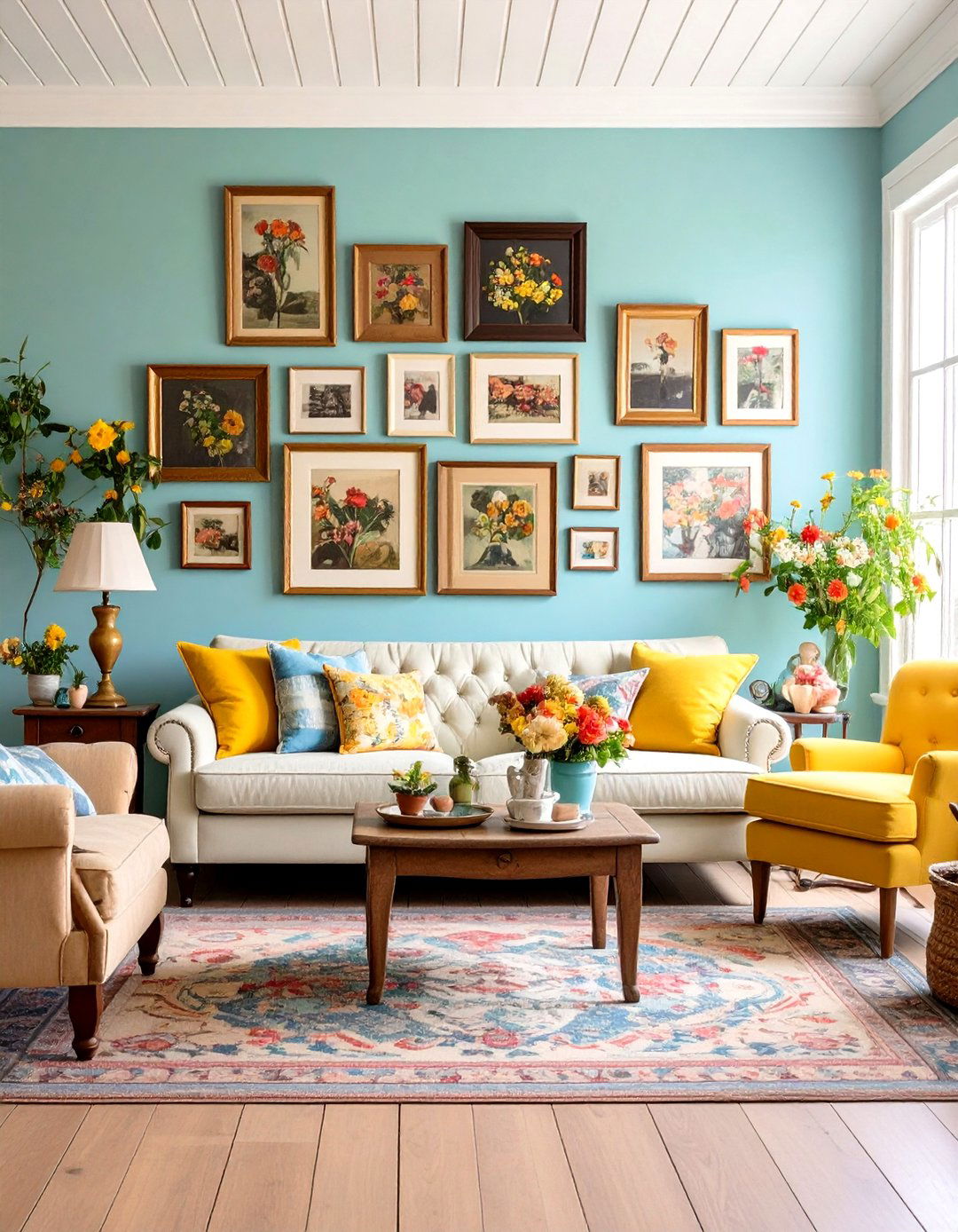 Cottage Living Room Gallery Wall Display - 20 Cottage Living Room Ideas