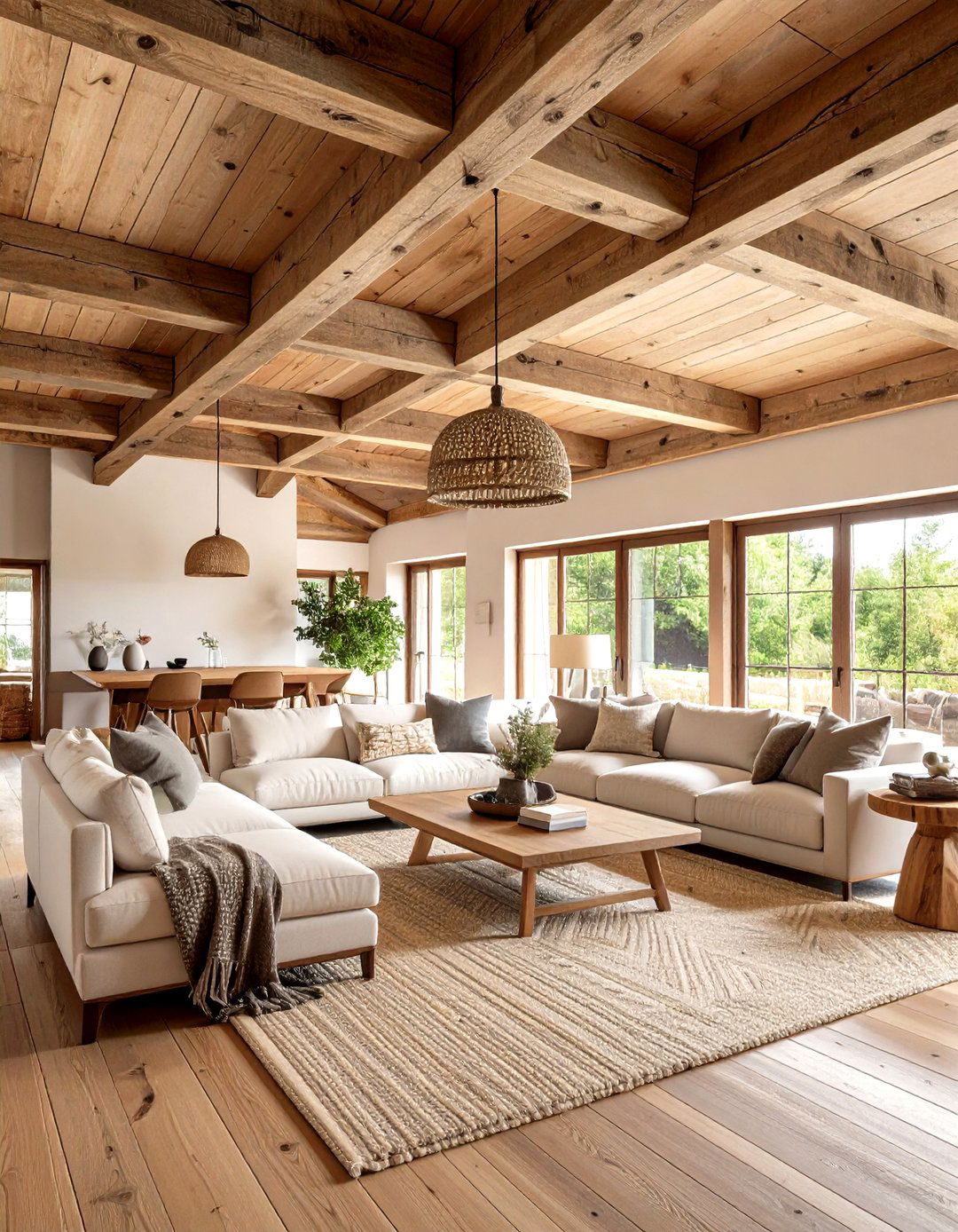 Cottage Living Room Rustic Wood Beam Ceiling - 20 Cottage Living Room Ideas