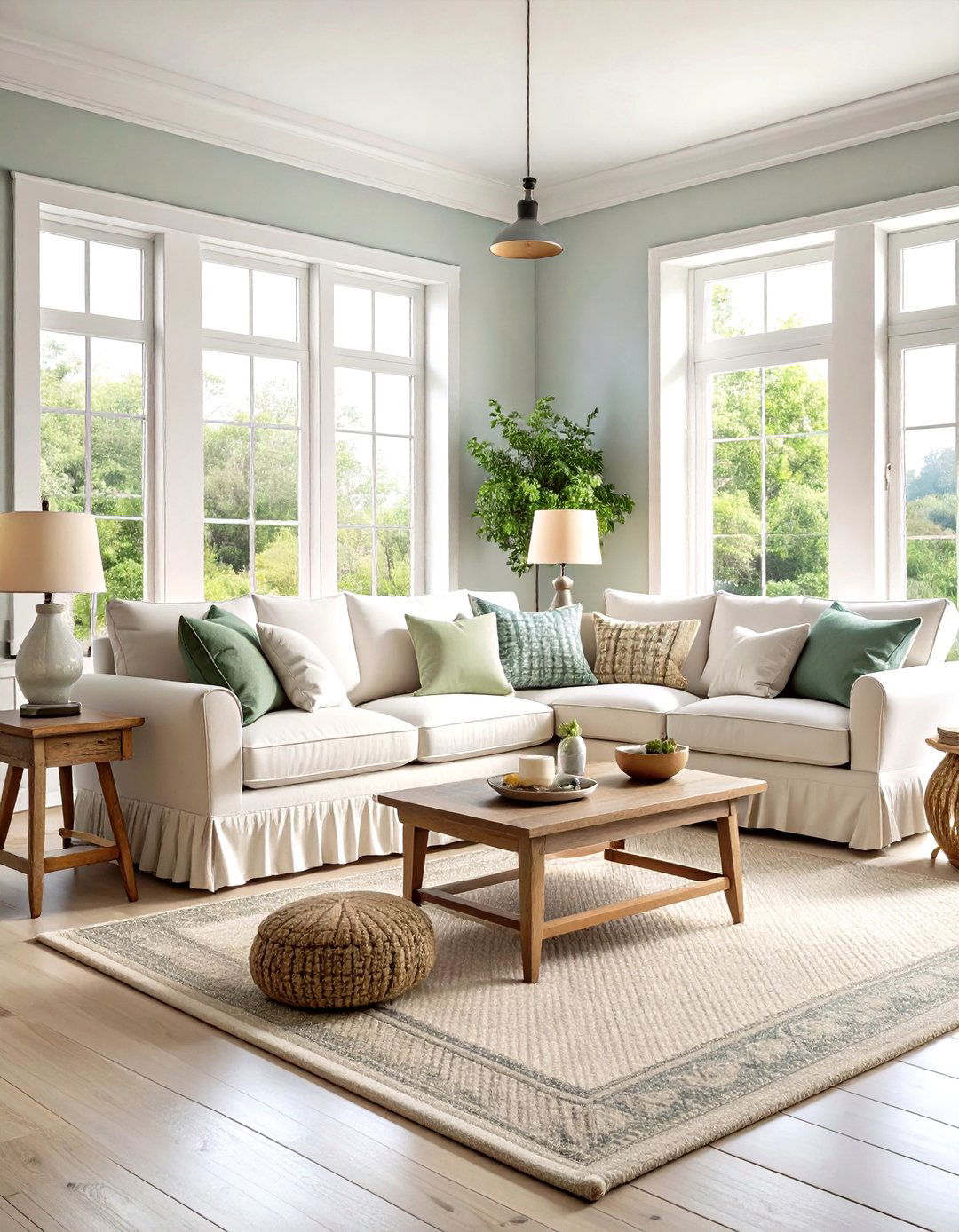Cottage Living Room with Vintage Slipcover Sofa - 20 Cottage Living Room Ideas