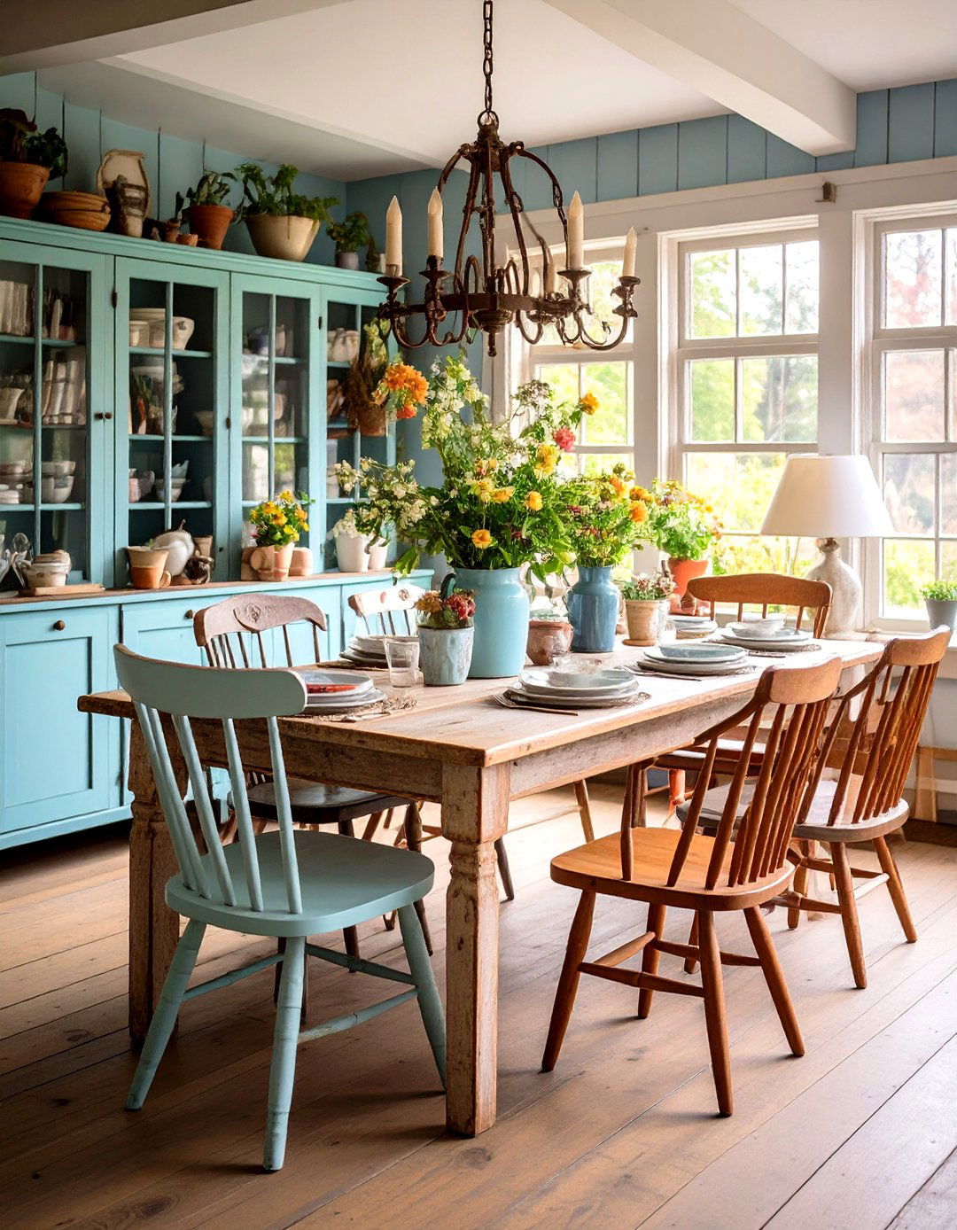 Cottage Mismatched Vintage Furniture Groupings - 20 Cottage Decorating Ideas