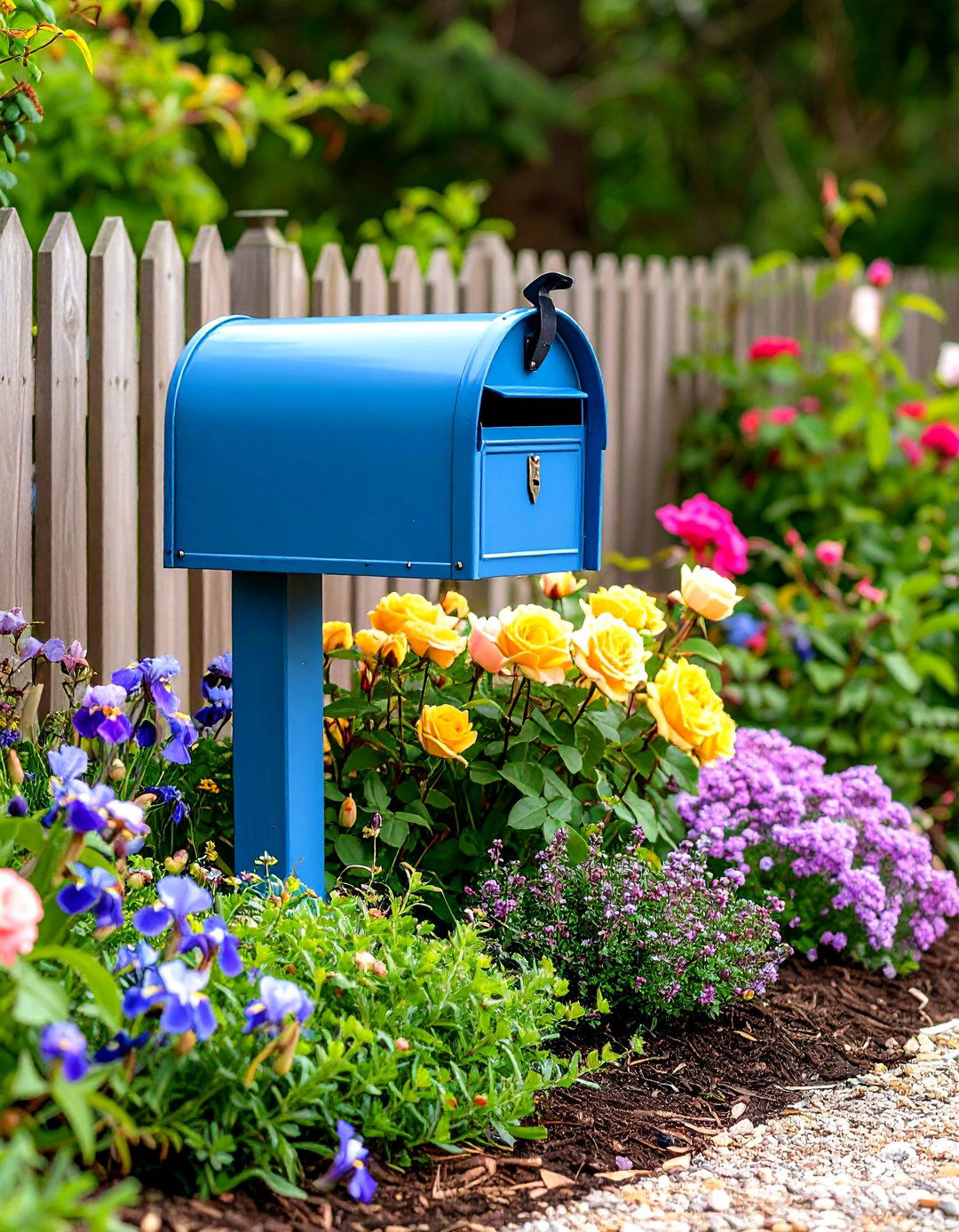 Cottage Style Flower Bed Around the Mailbox - 20 Front Yard Texas Flower Bed Ideas