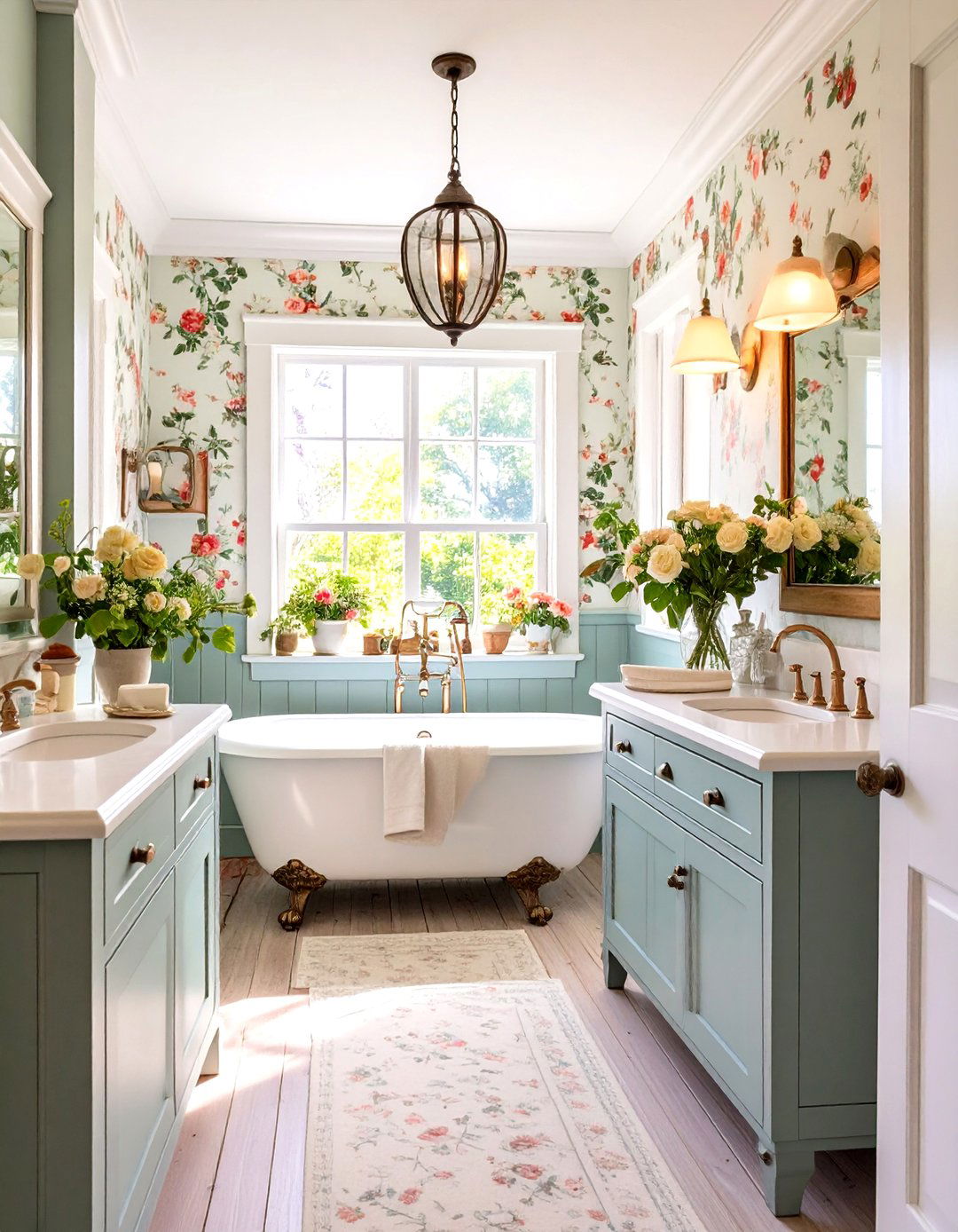Cottage Style Vintage Bathroom with Floral and Botanical Themes - 20 Vintage Bathroom Ideas