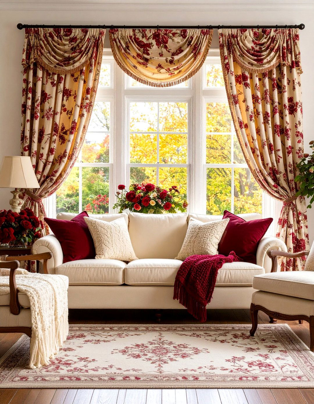 Cottagecore Burgundy Charm - 20 Burgundy Living Room Ideas