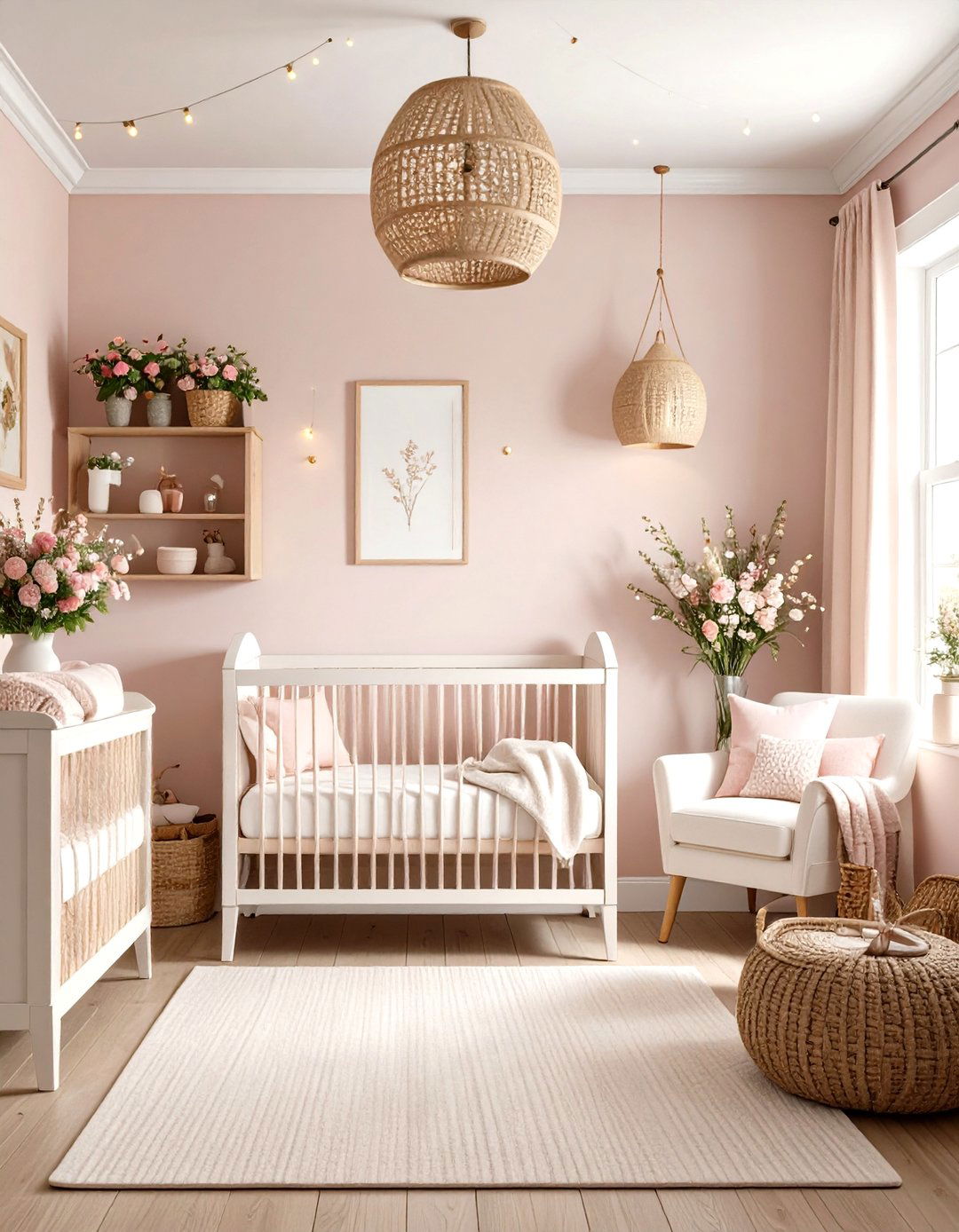 Cottagecore Pink Nursery with Rustic Charm - 20 Pink Nursery Ideas