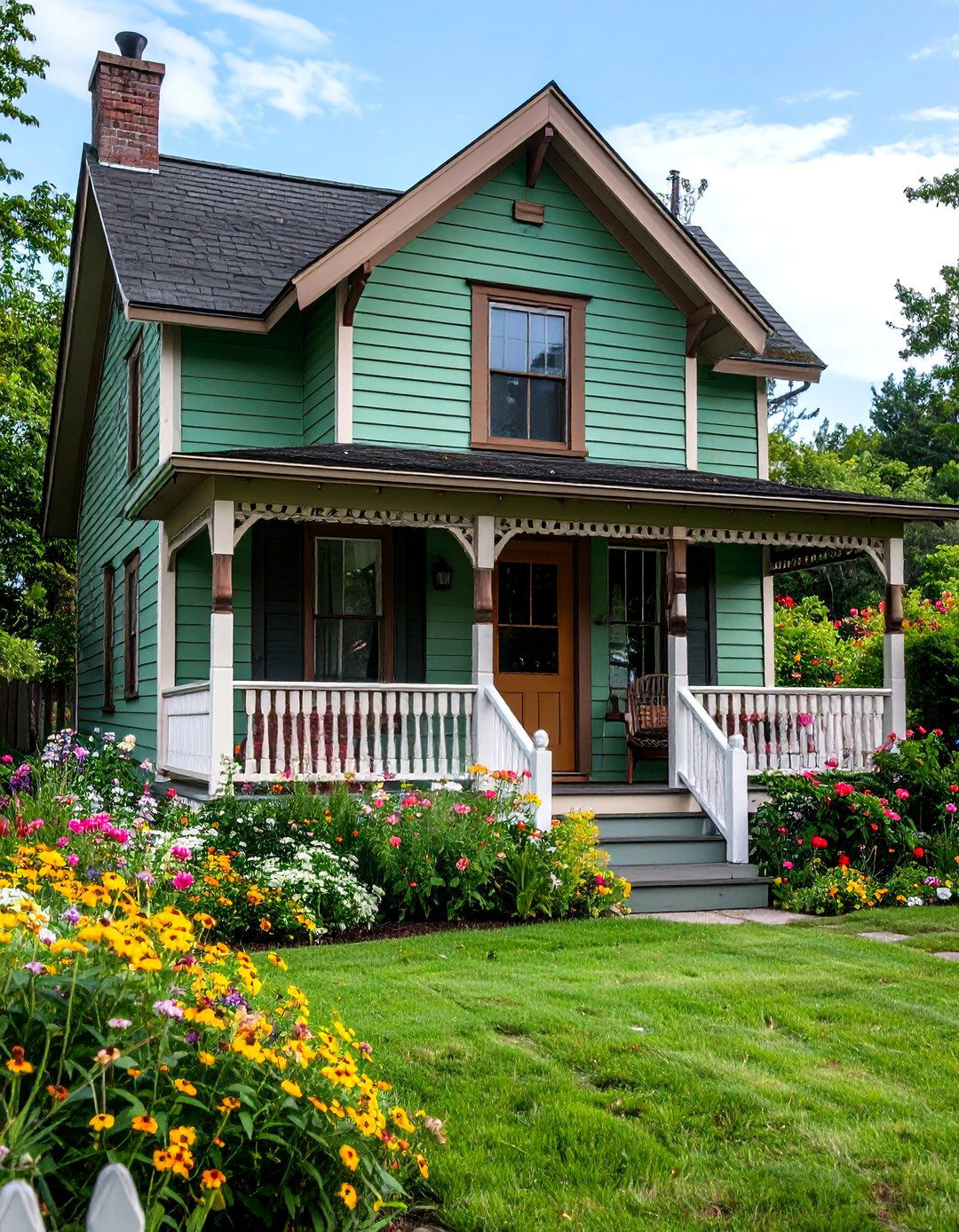 Cottagecore Retreat - 20 Sage Green House With Brown Trim Ideas