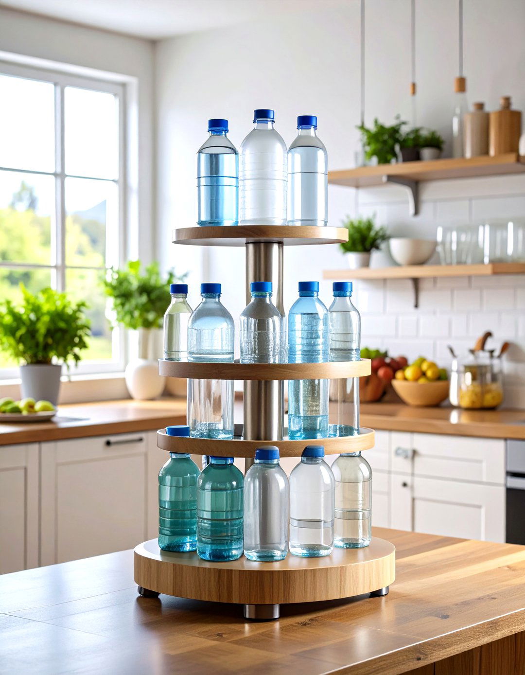 Countertop Water Bottle Storage Display Tower - 20 Water Bottle Storage Ideas