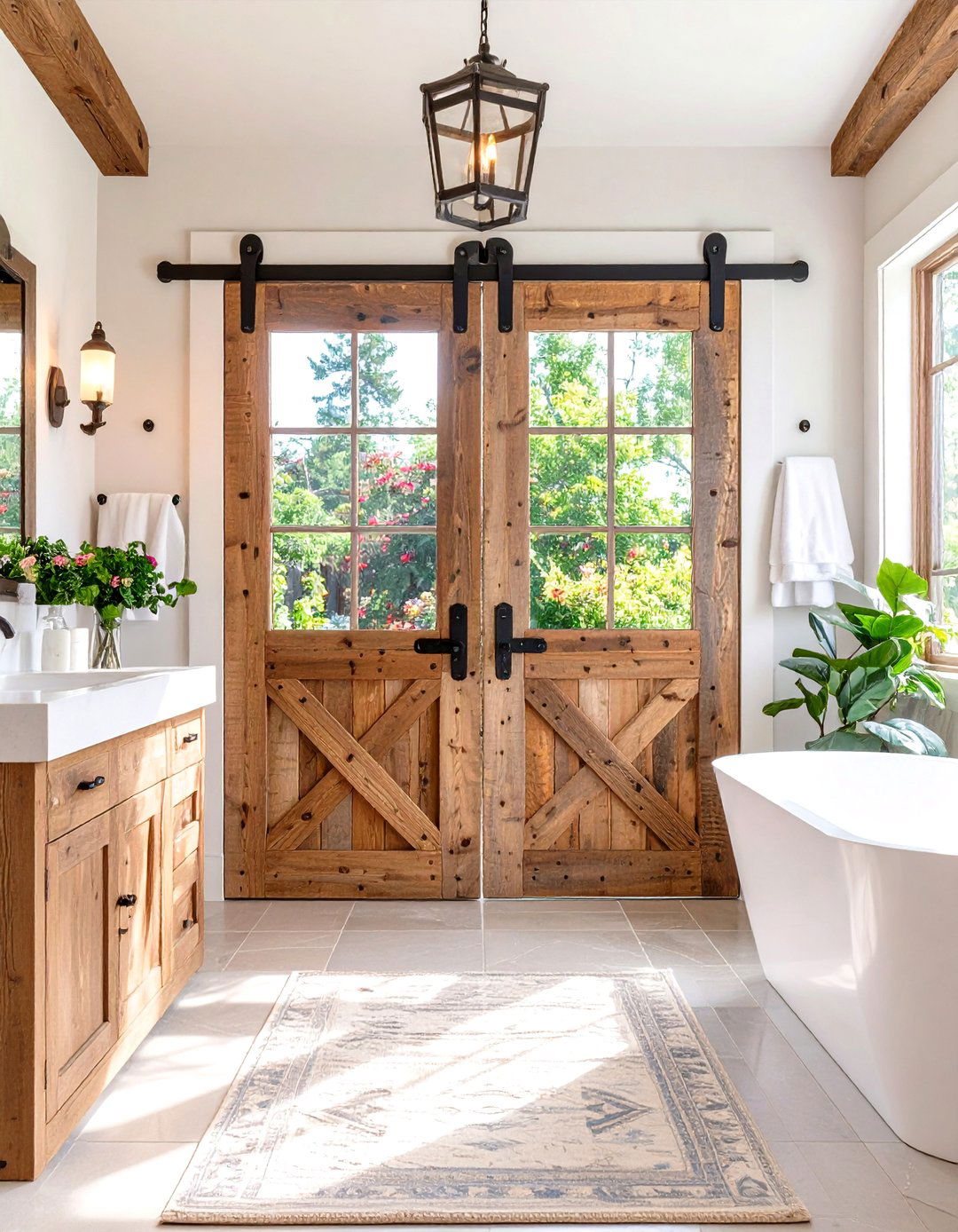 Country Bathroom Barn Door Storage Solutions - 20 Country Bathroom Ideas