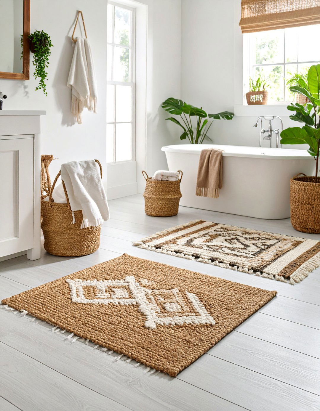 Country Bathroom Natural Fiber Rugs - 20 Country Bathroom Ideas