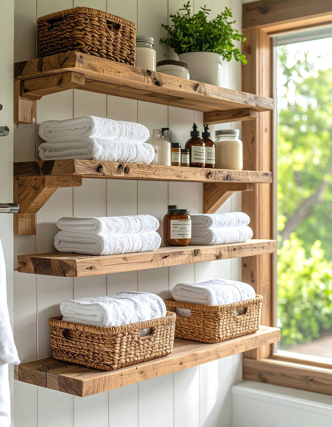 Country Bathroom Open Shelving Displays - 20 Country Bathroom Ideas