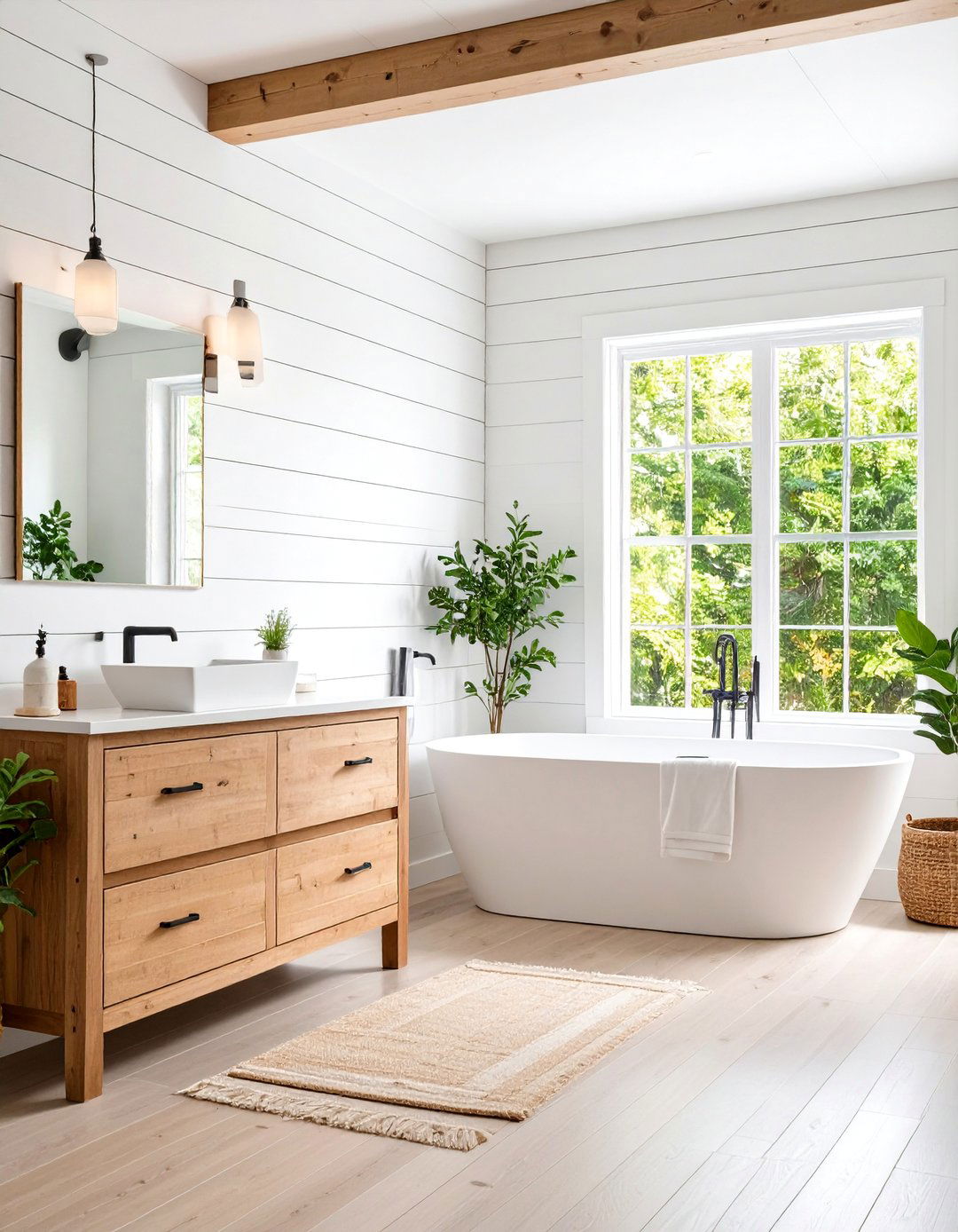 Country Bathroom Shiplap Wall Treatments - 20 Country Bathroom Ideas