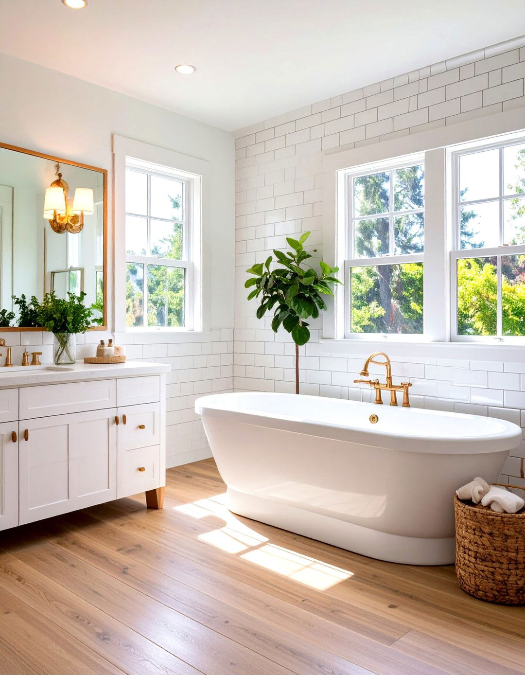 Country Bathroom Subway Tile Backsplashes - 20 Country Bathroom Ideas