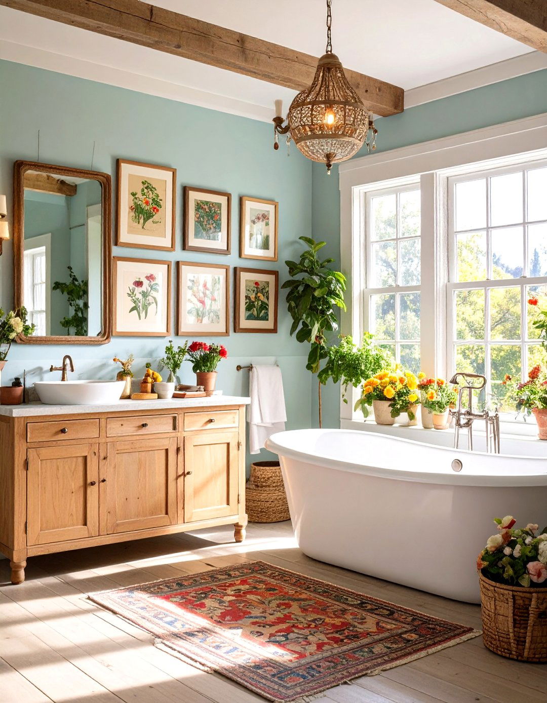 Country Bathroom Vintage Poster Art Displays - 20 Country Bathroom Ideas