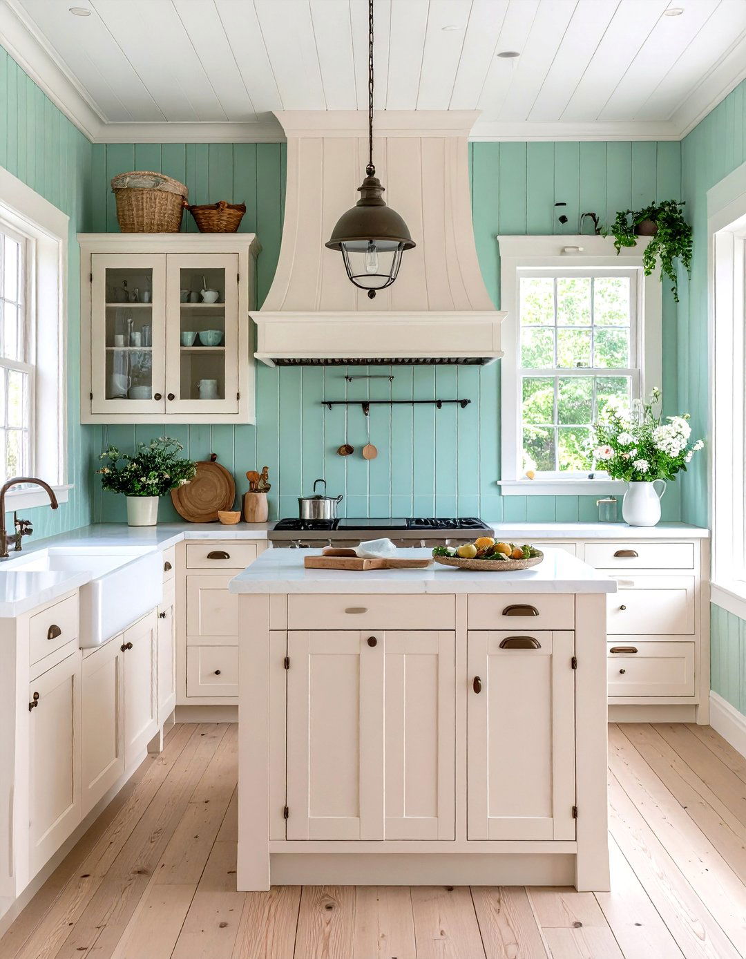 Country Kitchen With Green Backsplash Cottage Style Elements - 20 Kitchen With Green Backsplash Ideas