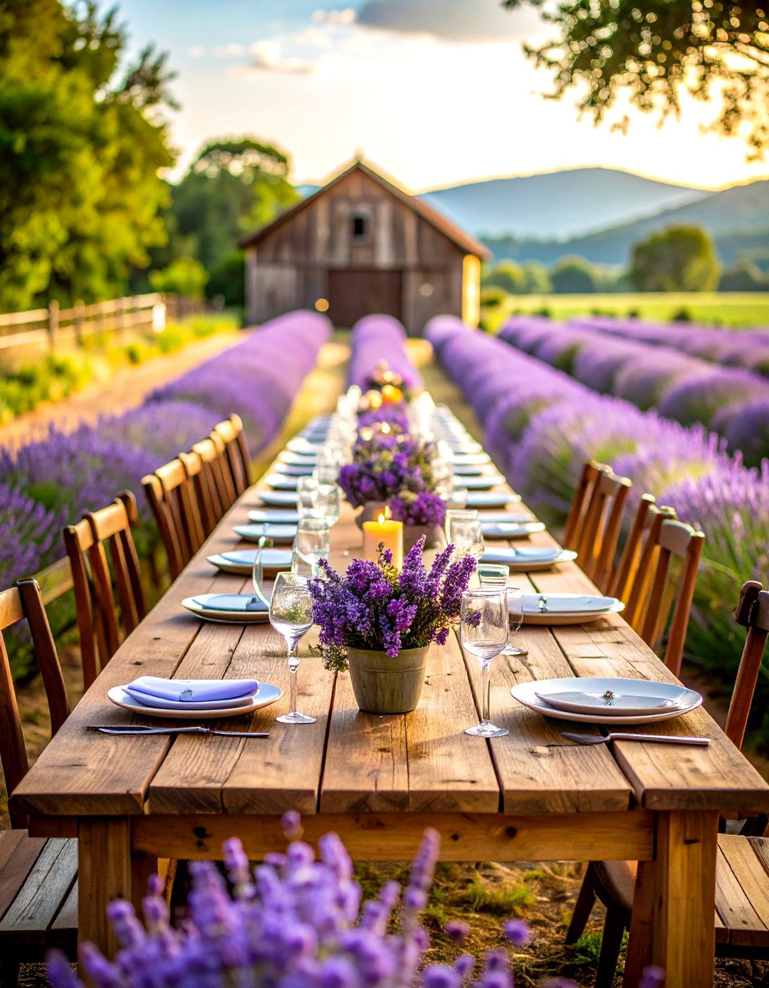 Countryside Lavender Wedding Field Reception - 20 Lavender Wedding Ideas