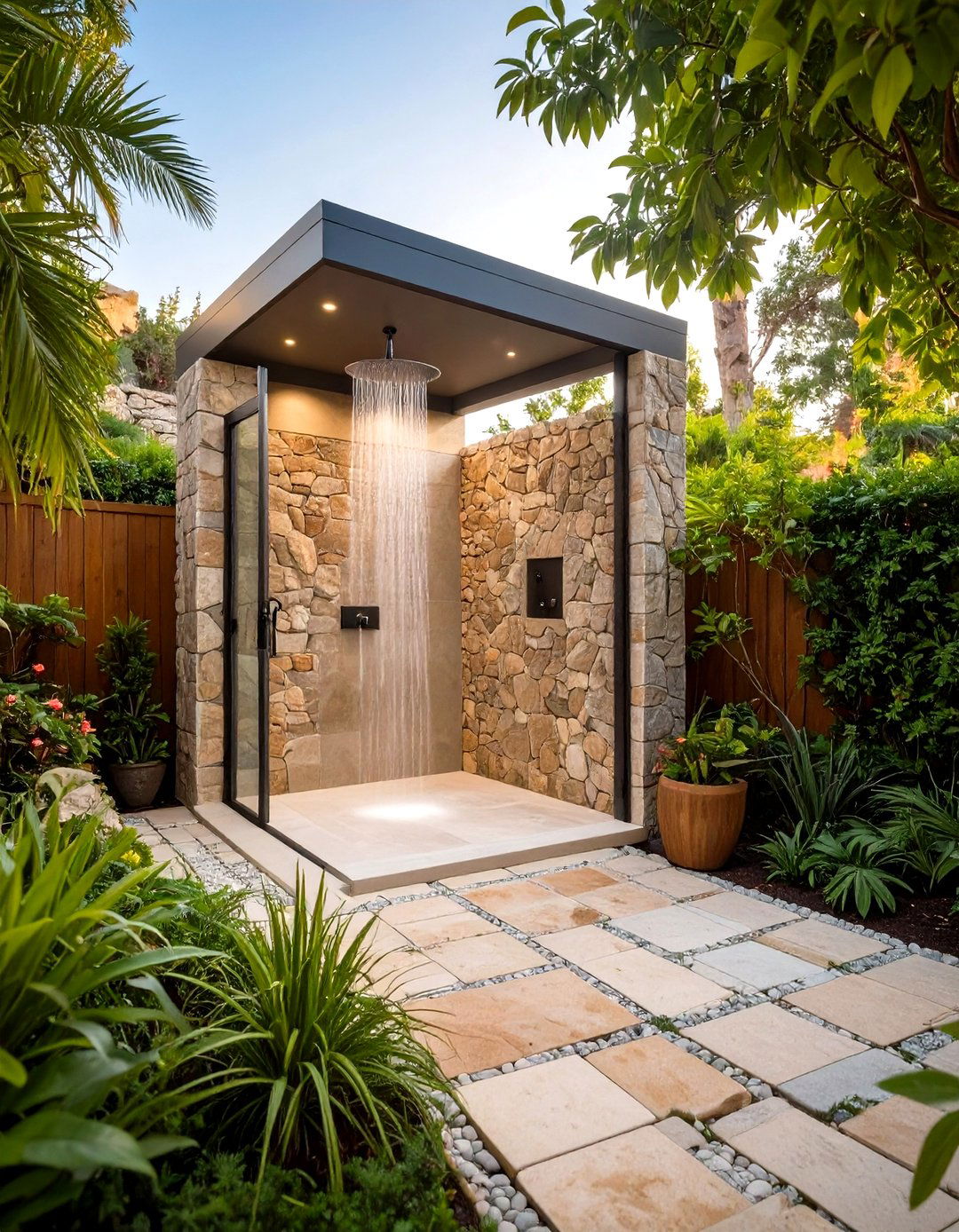 Courtyard Enclosed Outdoor Shower - 20 Outdoor Shower Ideas