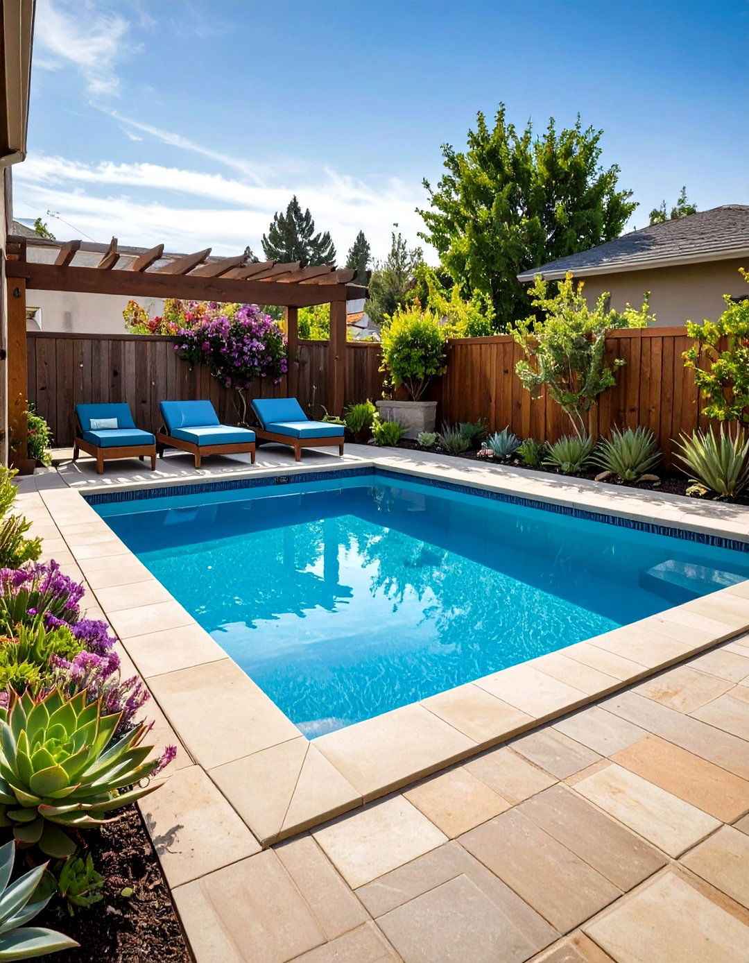 Courtyard Plunge Pool With Seating Ledge - 20 Backyard Pool Ideas on a Budget