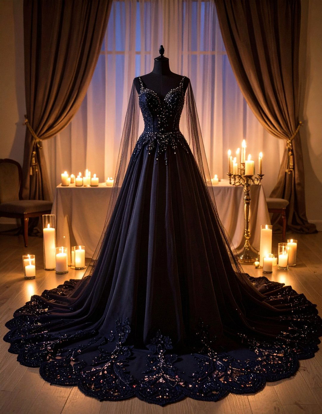 Couture Black Bridal Gown for a Black Themed Wedding - 20 Black-Themed Wedding Ideas