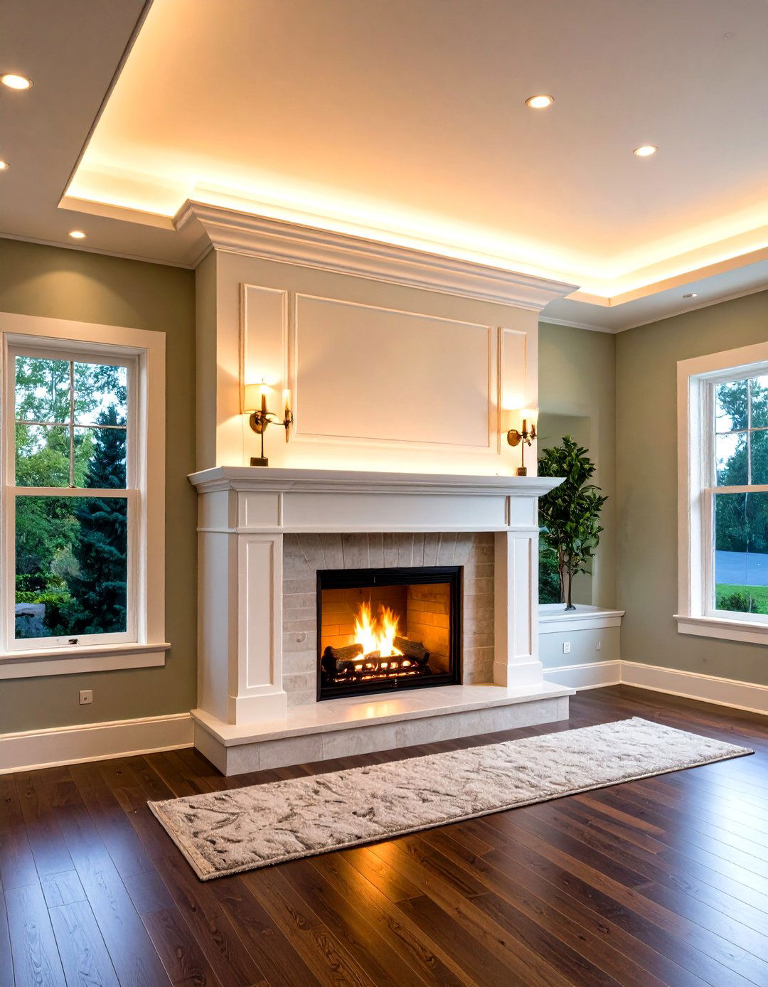 Cove Lighting Built into Crown Molding - 20 Fireplace Mantel Lighting Ideas