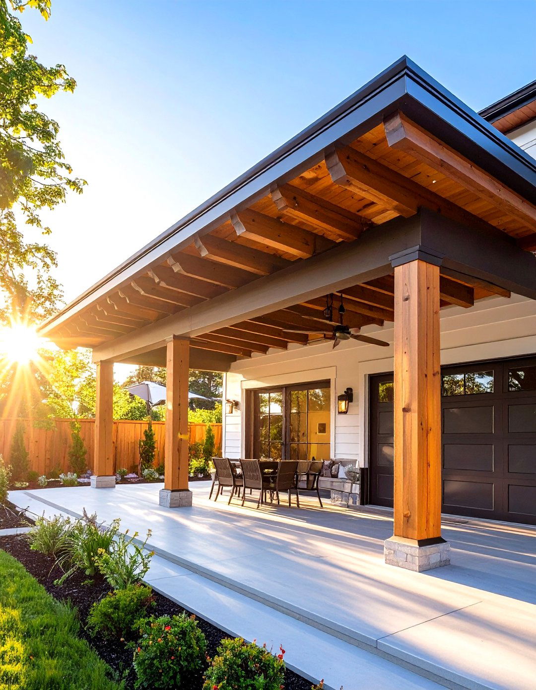 Covered Balcony Over Garage with Overhead Protection - 20 Balcony Over Garage Ideas