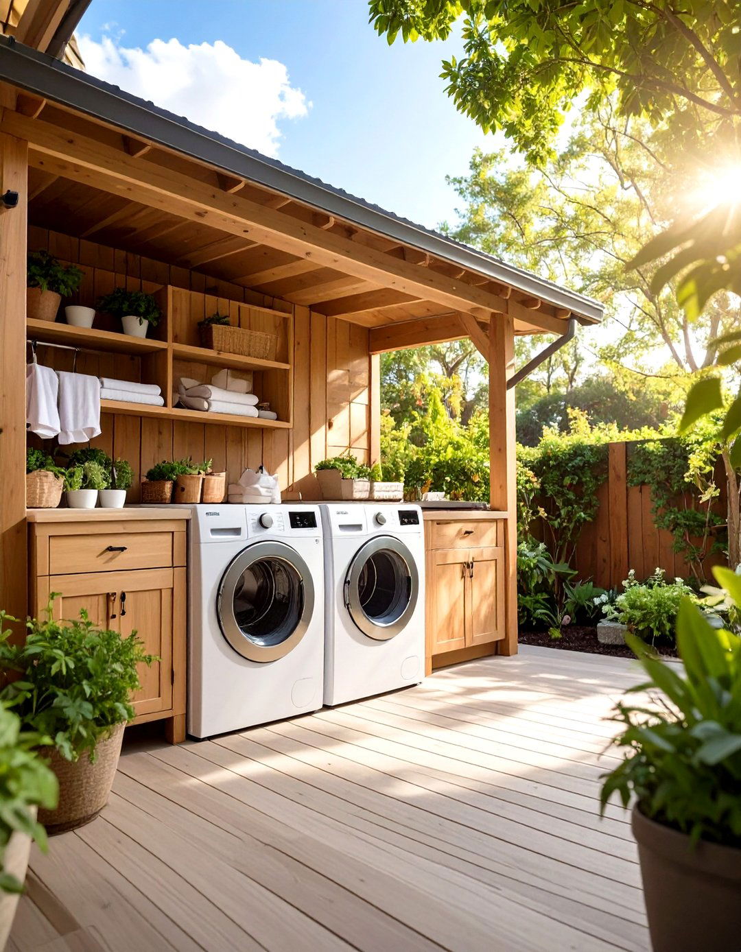 Covered Outdoor Laundry Area Patio Design - 20 Outdoor Laundry Area Design Ideas
