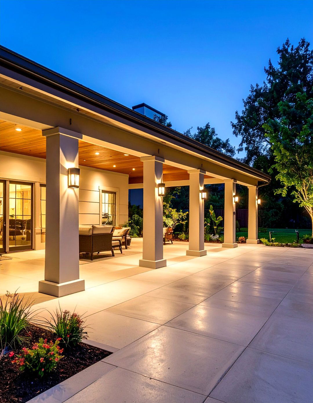 Covered Patio Post Lighting for Structural Integration - 20 Covered Patio Lighting Ideas