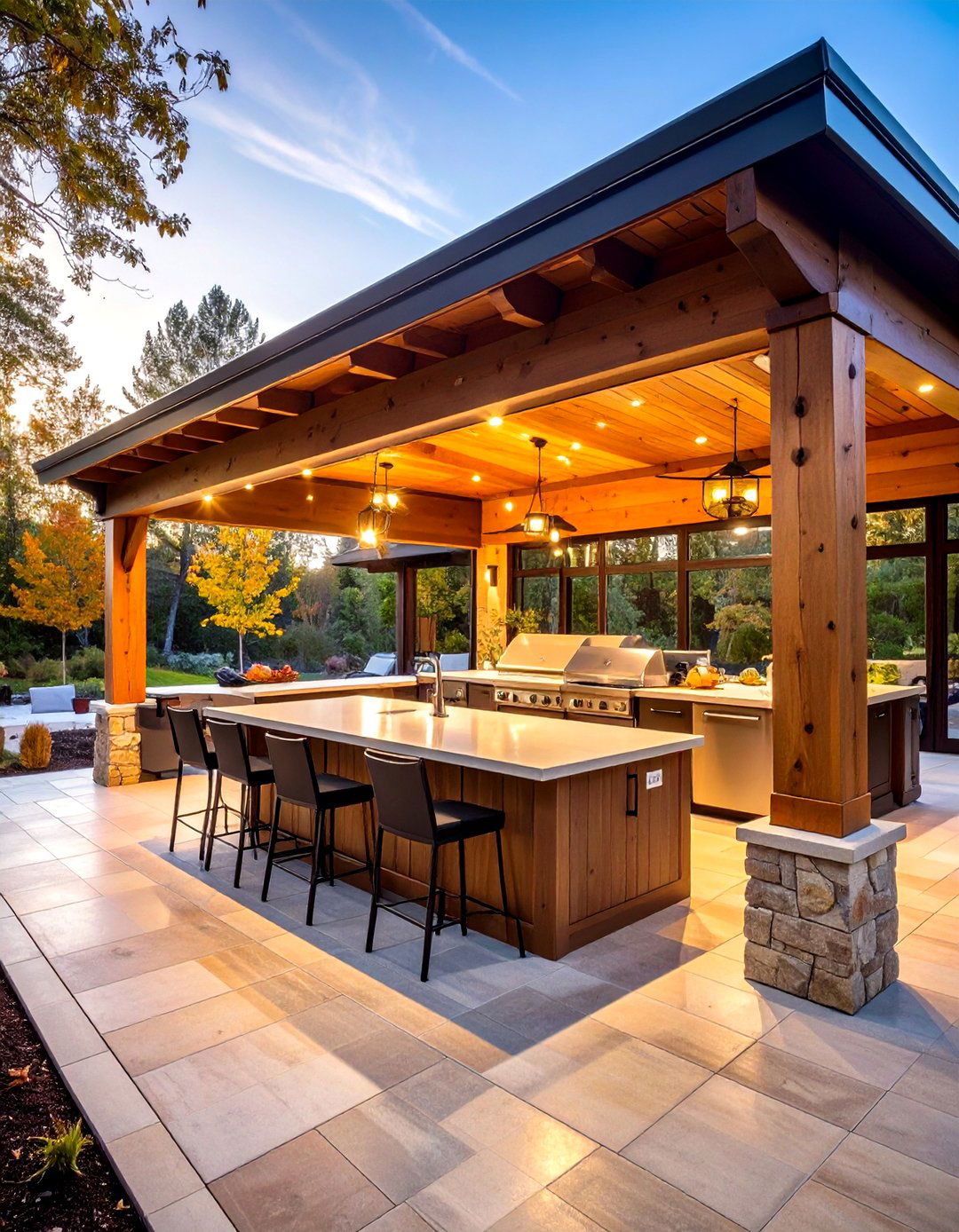 Covered Pavilion L Shaped Outdoor Kitchen - 20 L Shaped Outdoor Kitchen Ideas