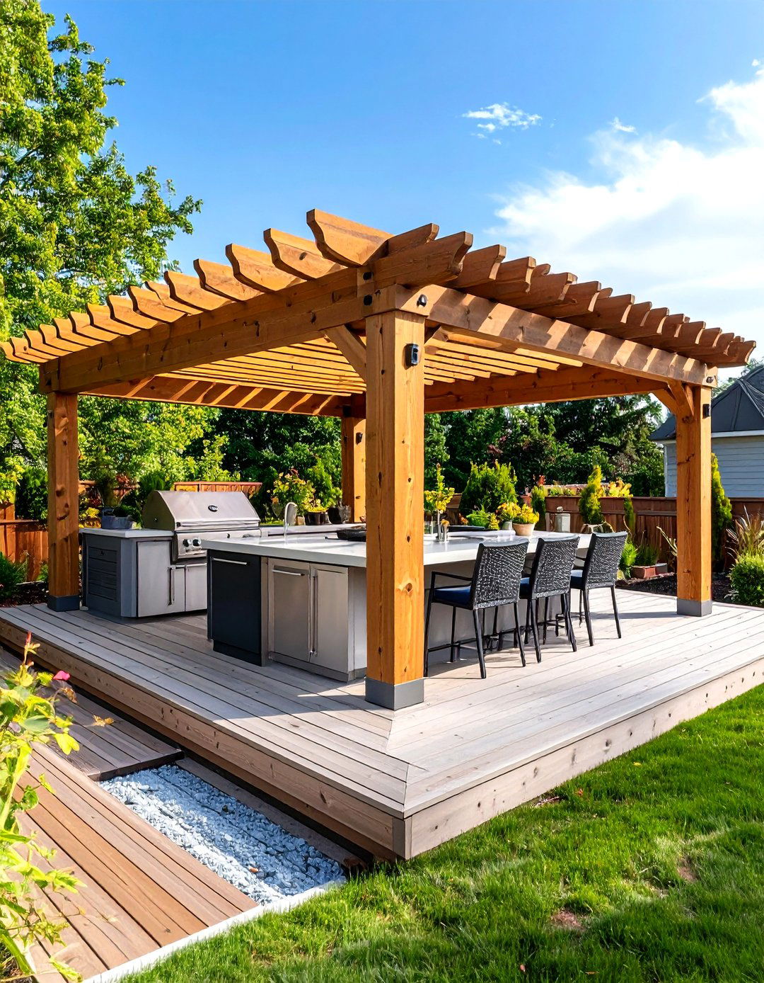 Covered Pergola Outdoor Kitchen on Deck - 20 Outdoor Kitchen on Deck