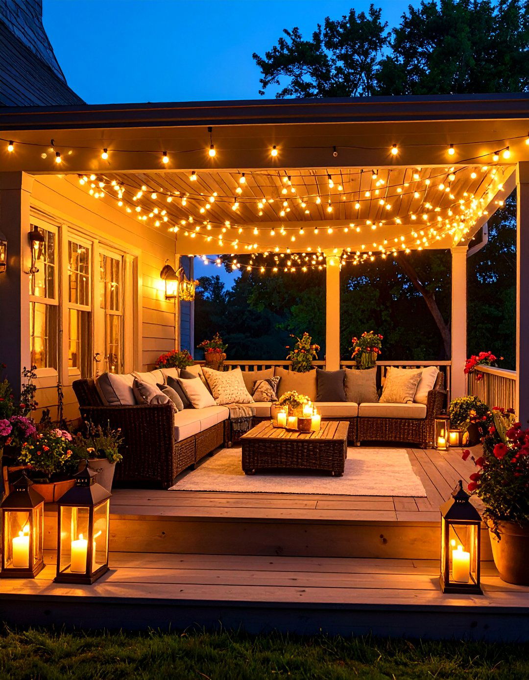 Covered Porch String Light Ambiance - 20 Covered Porch Ideas
