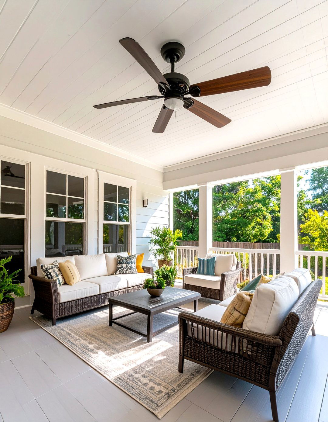 Covered Porch with Ceiling Fan Comfort - 20 Covered Porch Ideas