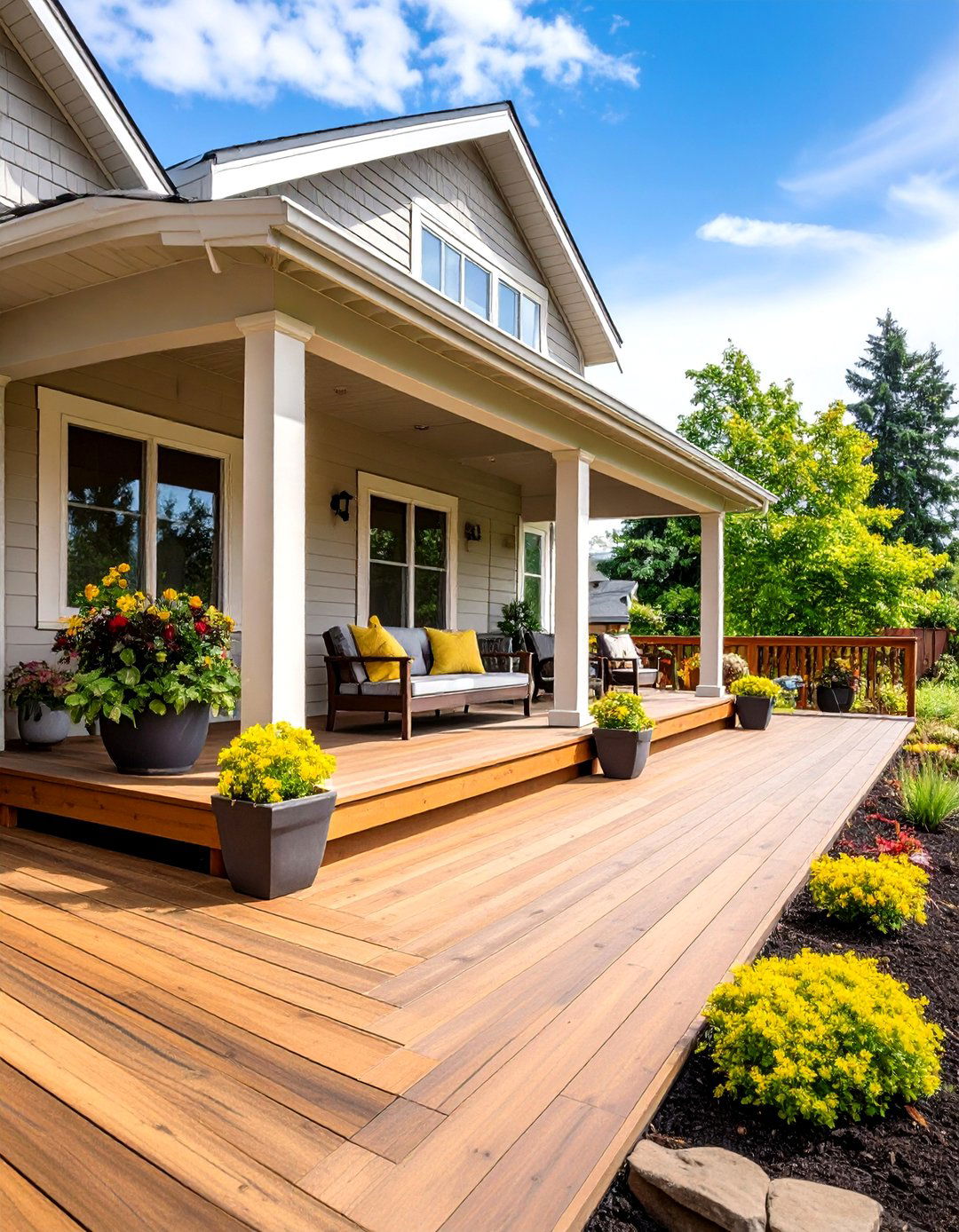 Covered Porch with Composite Decking Durability - 20 Covered Porch Ideas