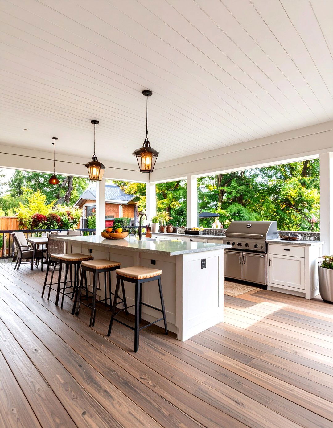 Covered Porch with Outdoor Kitchen Elements - 20 Covered Porch Ideas