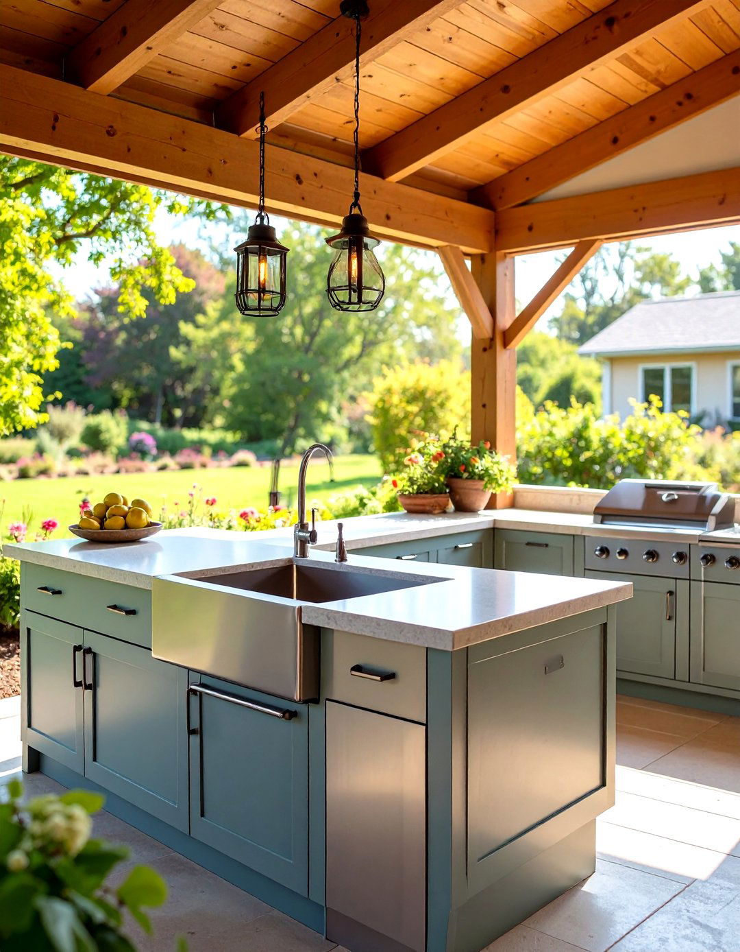 Covered Sink Ready Grill Station Kitchenette - 20 Grill Station Ideas