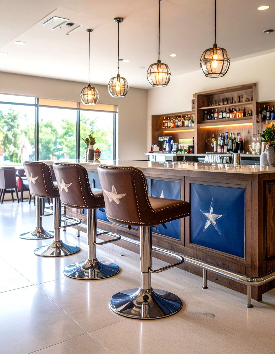 Cowboys Bar with Logo Stools and Pub Table - 20 Dallas Cowboys Man Cave Ideas
