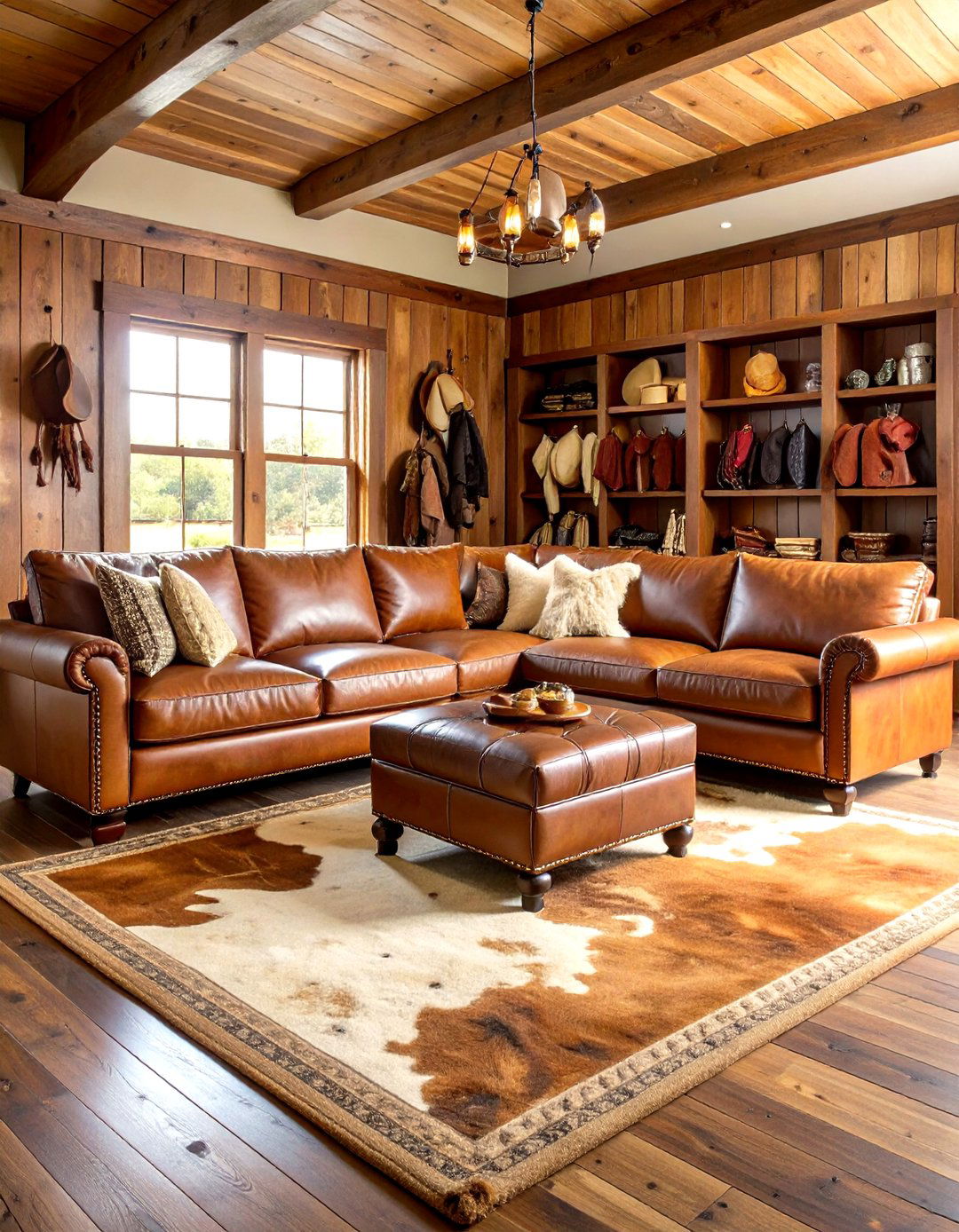 Cowhide and Leather Western Decor Den - 20 Western Decor Ideas