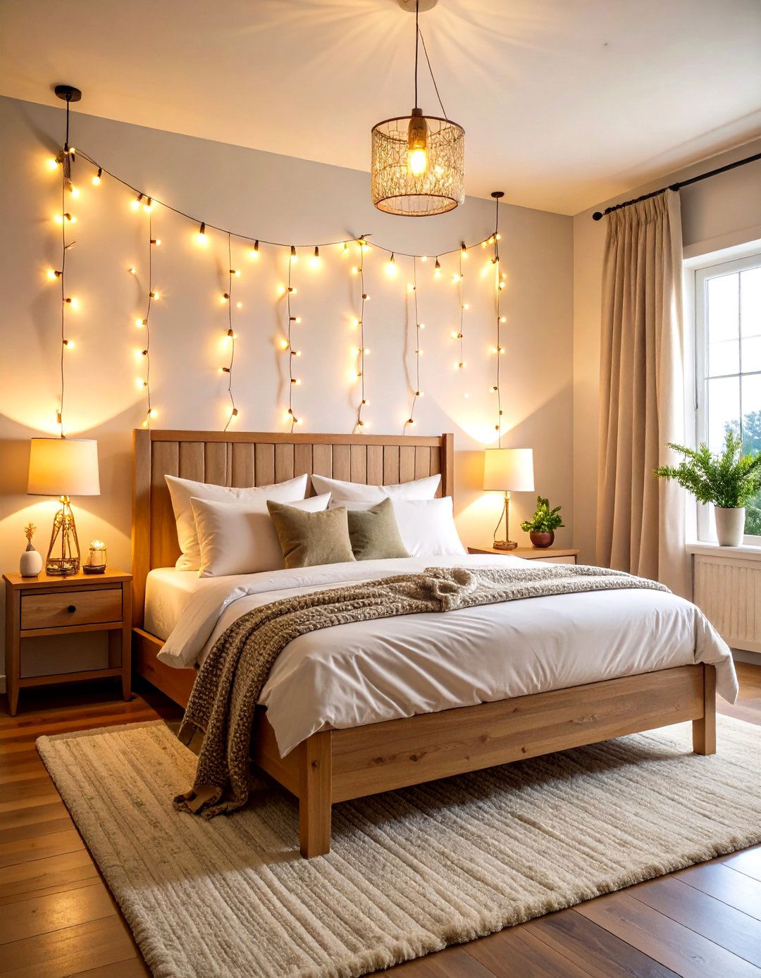 Cozy Bedroom String Light Display - 20 Cozy Bedroom Ideas