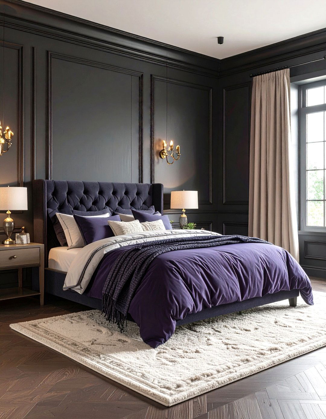 Cozy Bedrooms with Black Crown Trim - 20 Black Trim Interiors