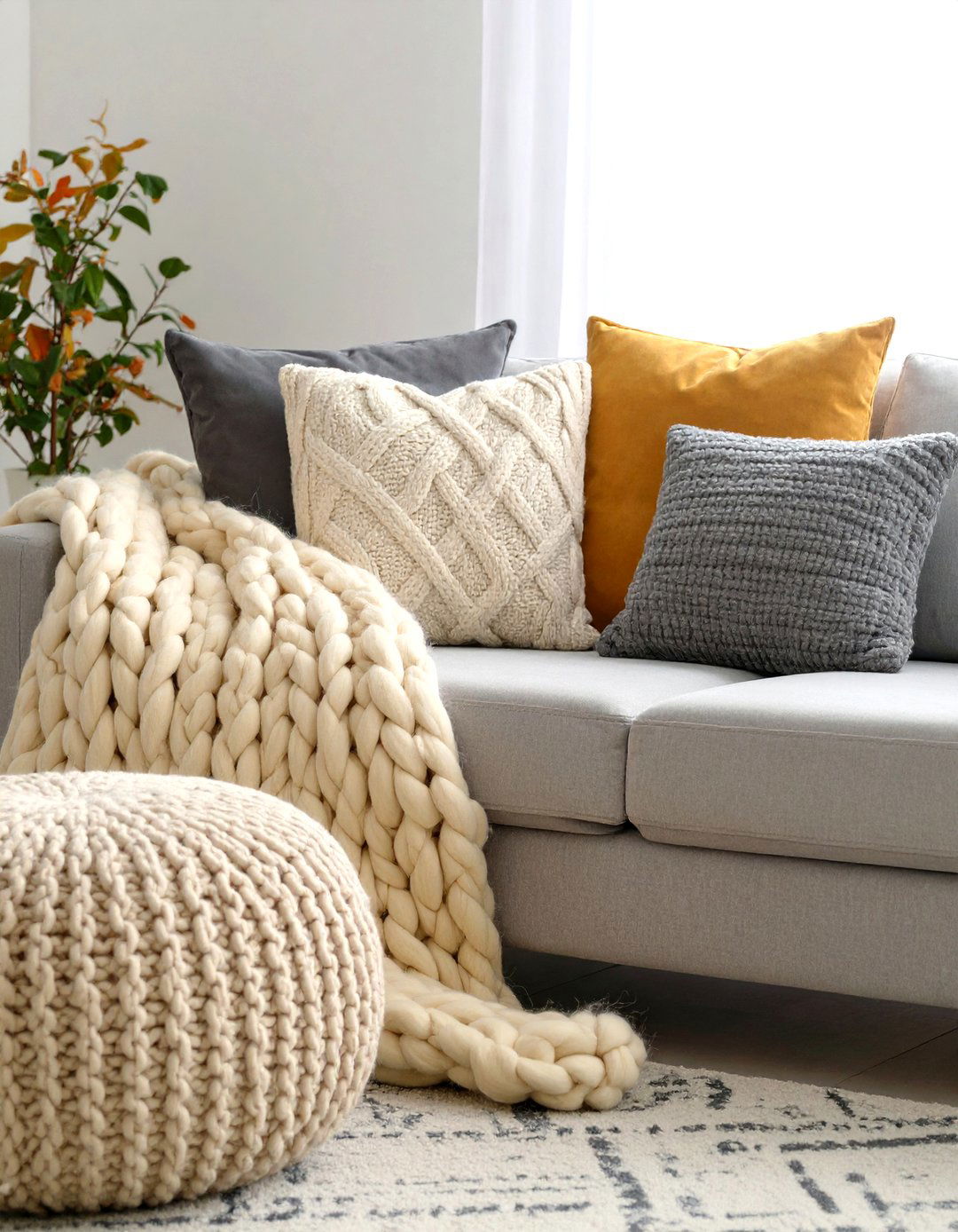 Cozy Cable Knit Elements for Autumn Living Rooms - 20 Fall Living Room Ideas