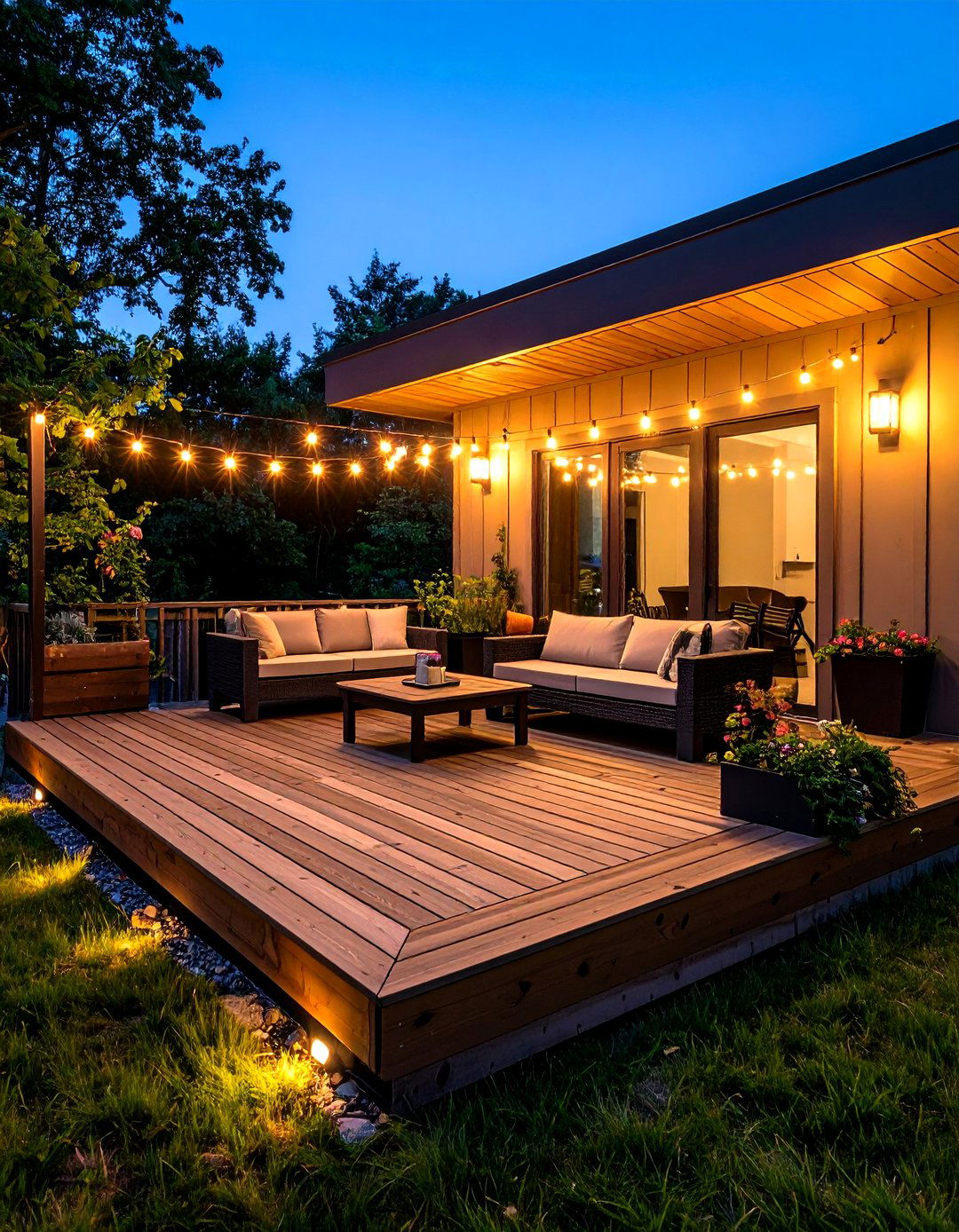 Cozy Corner Floating Deck With Built In Benches - 20 Floating Deck Ideas
