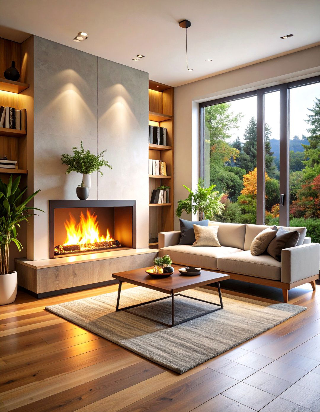 Cozy Corner Vertical Fireplace - 20 Floor to Ceiling Fireplace Ideas