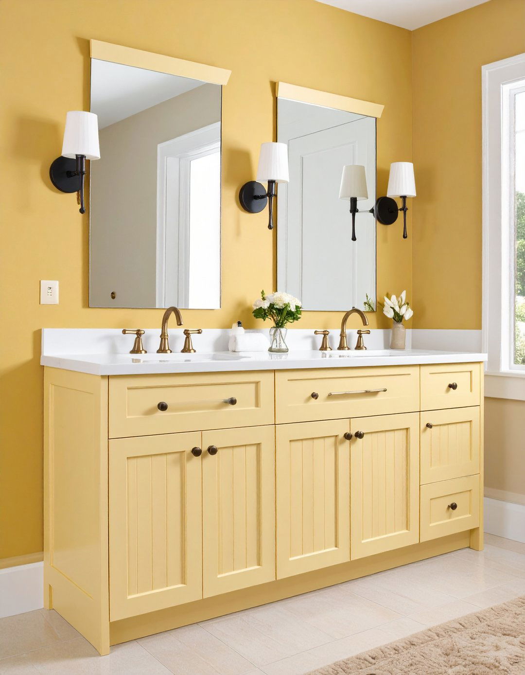 Cozy Cream Cabinets - 20 Bathroom Cabinet Color Ideas