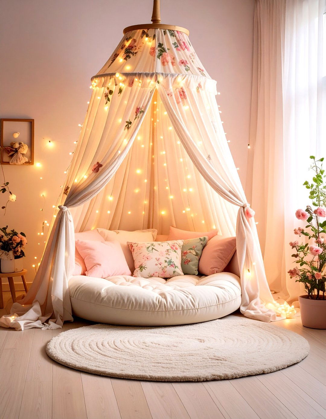 Cozy Floral Canopy Reading Nook - 20 Floral Nursery Ideas