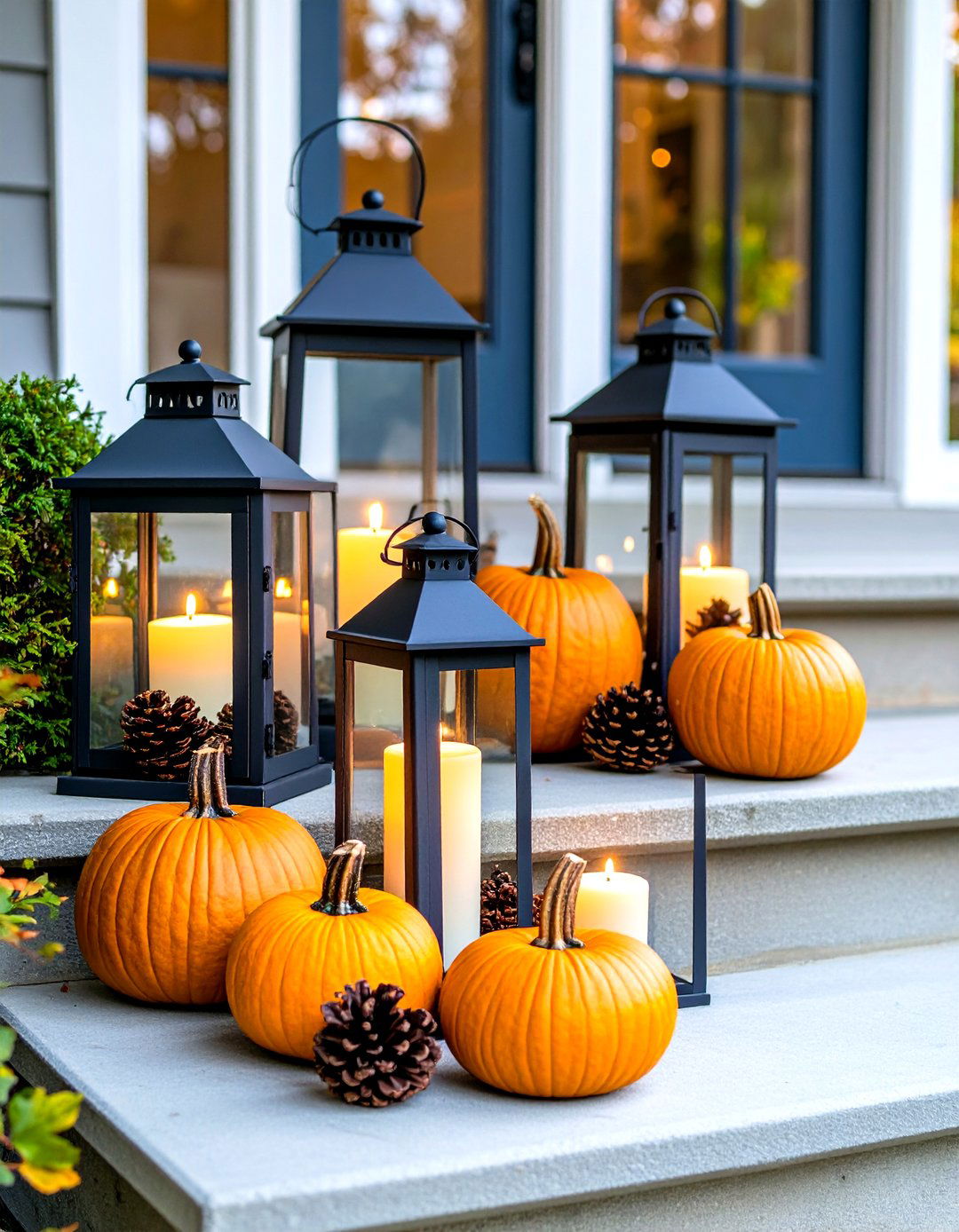 Cozy Lantern and Candle Fall Porch Lighting - 20 Fall Porch Decor Ideas