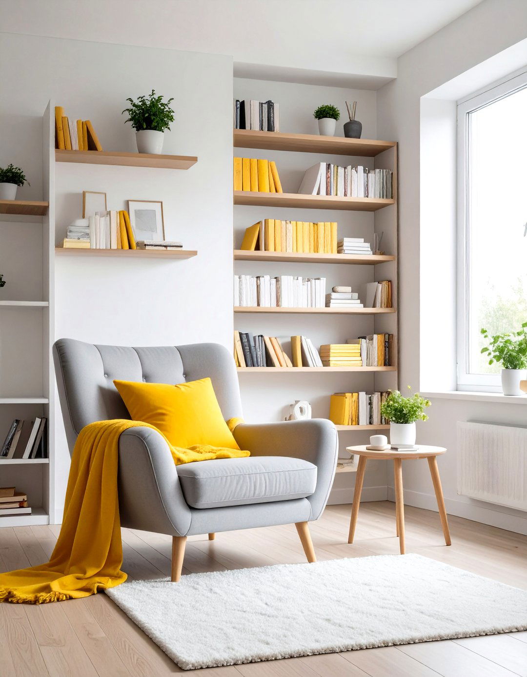 Cozy Reading Nook Yellow and Grey Bedroom Corner - 20 Yellow and Grey Bedroom Ideas