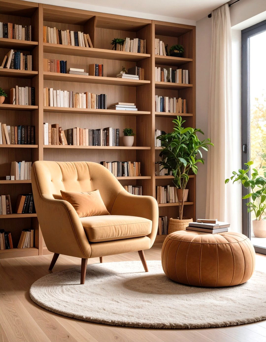 Cozy Reading Nook with Tan Upholstery - 20 Tan Living Room Ideas