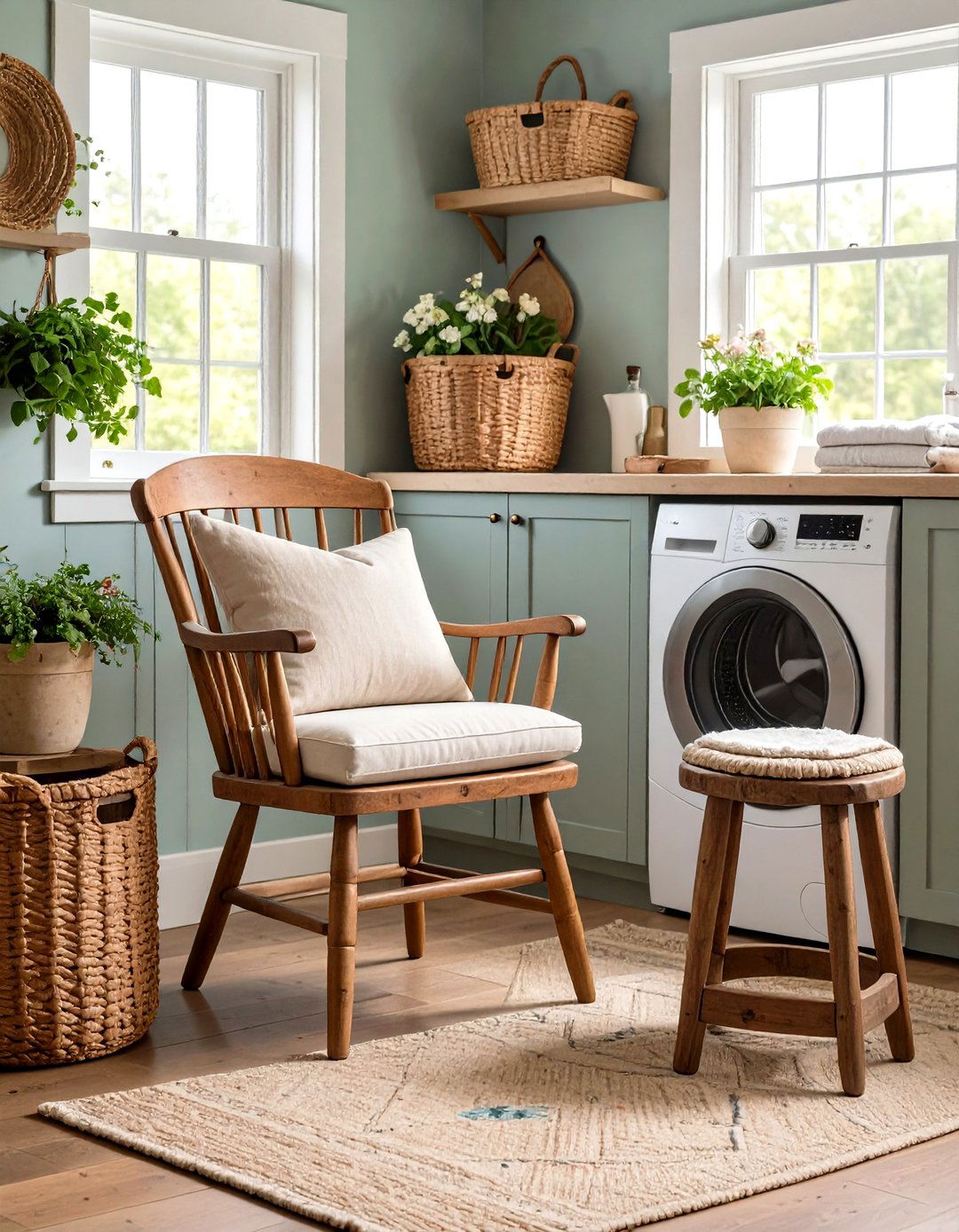 Cozy Seating Area Addition - 20 Farmhouse Laundry Room Ideas
