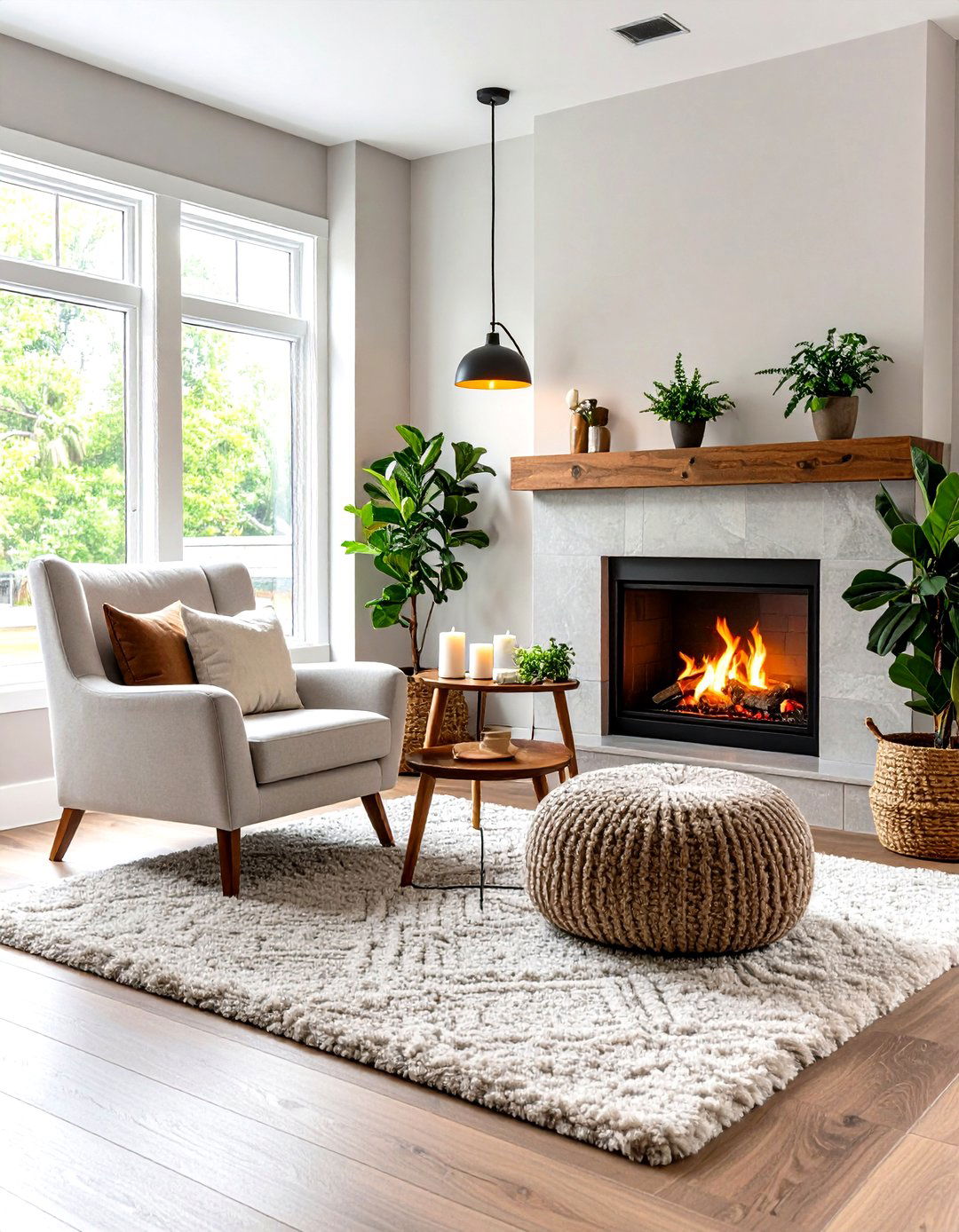 Cozy Seating Area by Office Fireplace - 20 Home Office With Fireplace Ideas