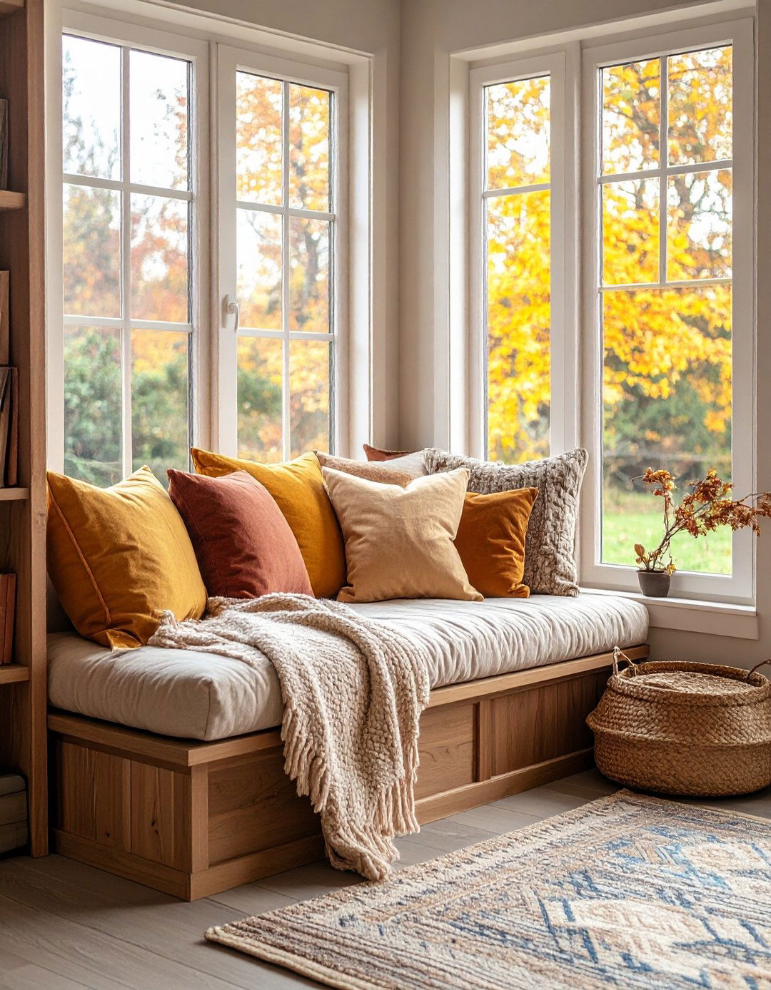 Cozy Window Seat Reading Nook in Office - 20 Rustic Home Office Ideas