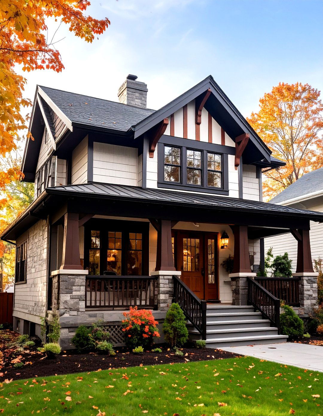 Craftsman Bungalow with Black Roof - 20 houses with black roofs